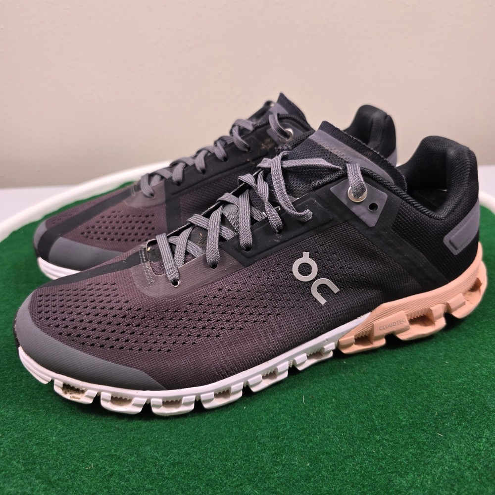 On Cloudflow Running Shoes Womens 8.5 Black Peach CloudTec 45.99228 Athletic